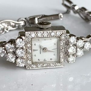 Gorgeous 3ct+ 14k Diamond Hamilton antique vintage watch